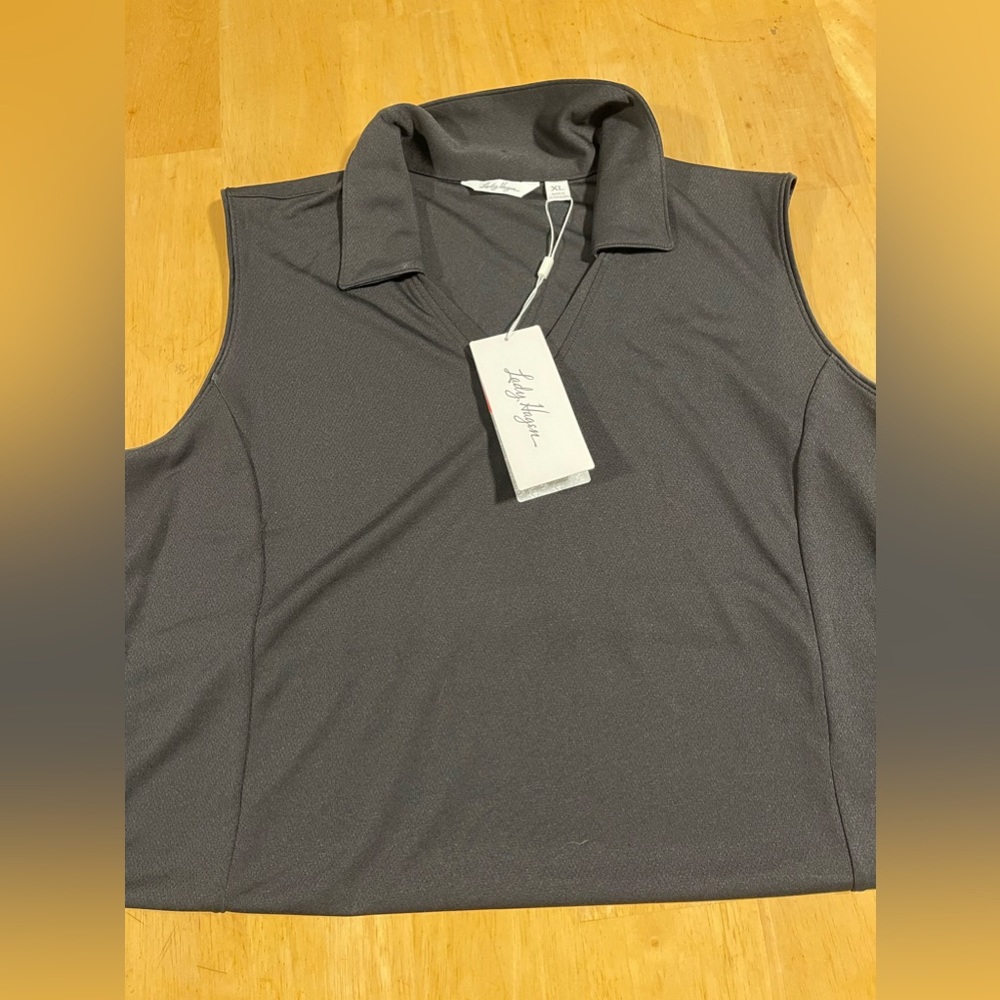 Lady Hagen Black collar tank top — golf